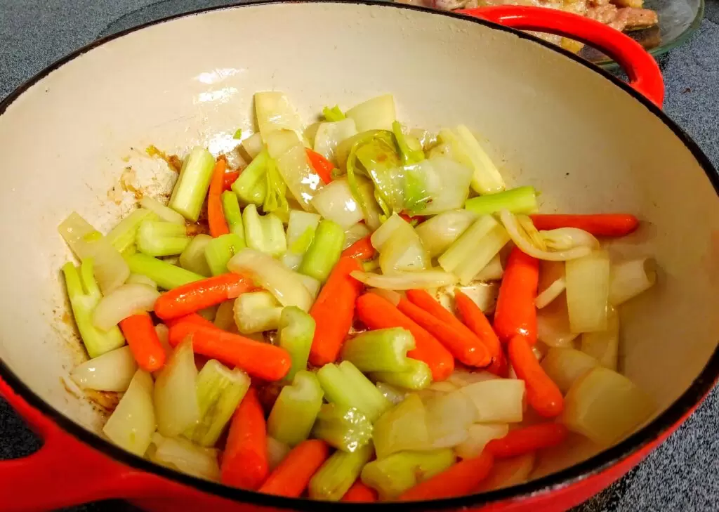 onions, carrots, and celery