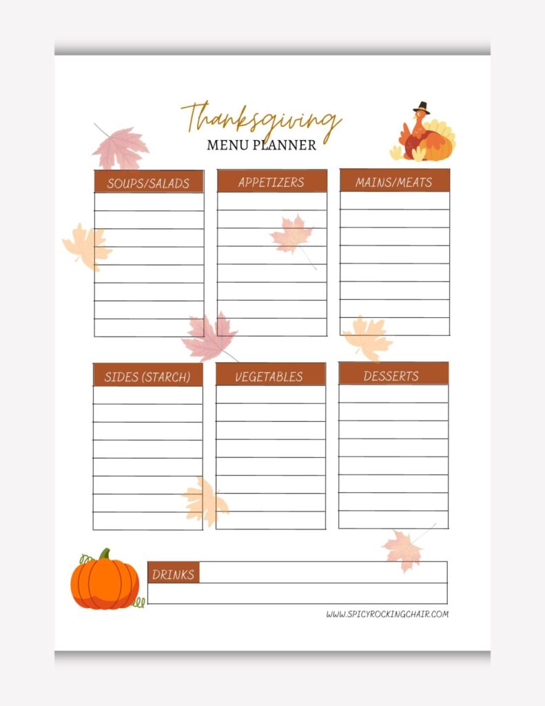 Printable Thanksgiving Meal Planner