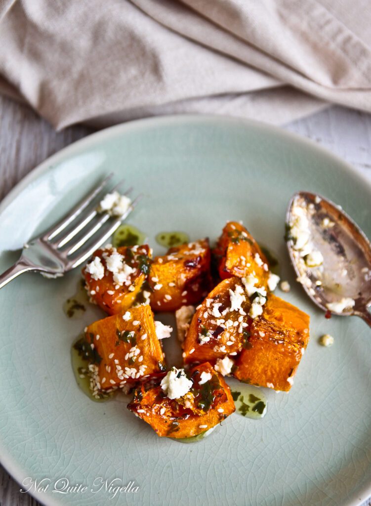 roasted pumpkin with feta and honey