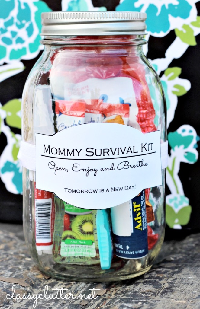 homemade mason jar mommy survival kit gift