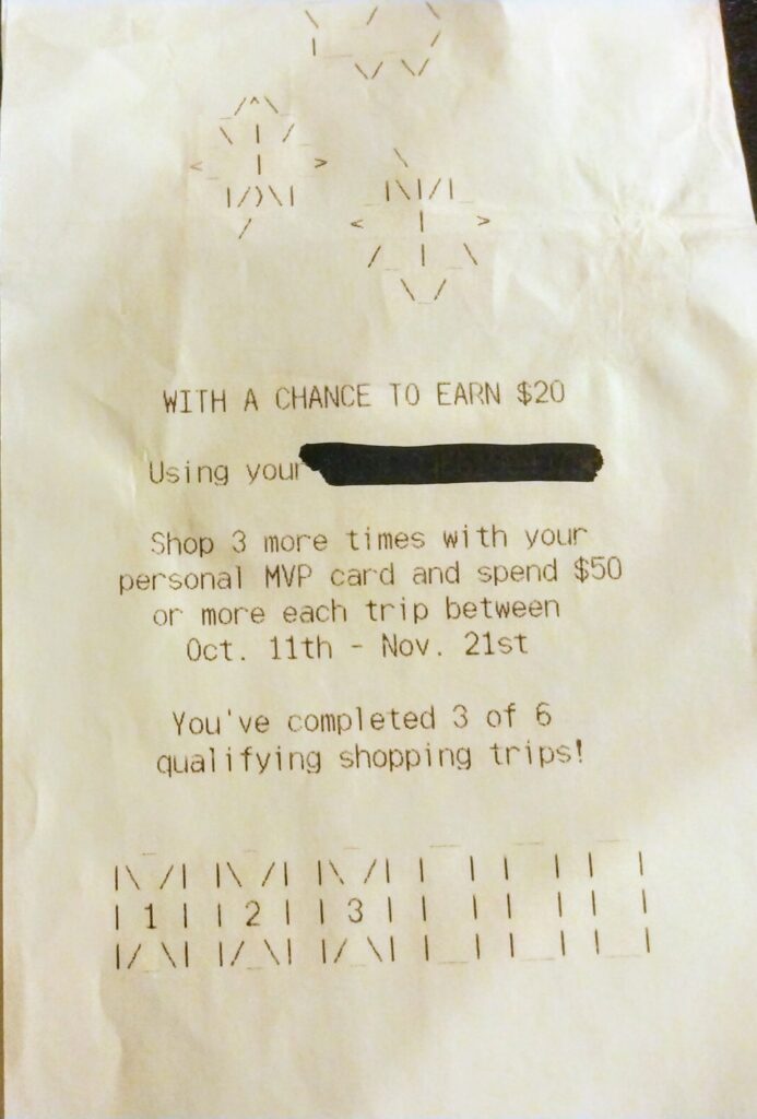 grocery receipt holiday coupon