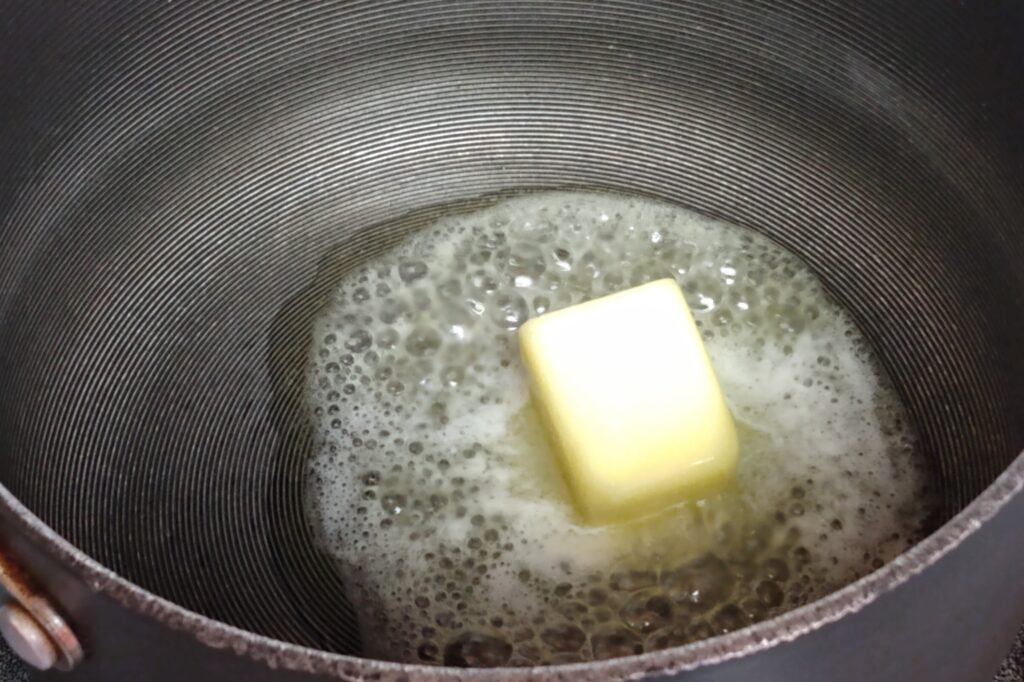 melting butter in a sauce pan