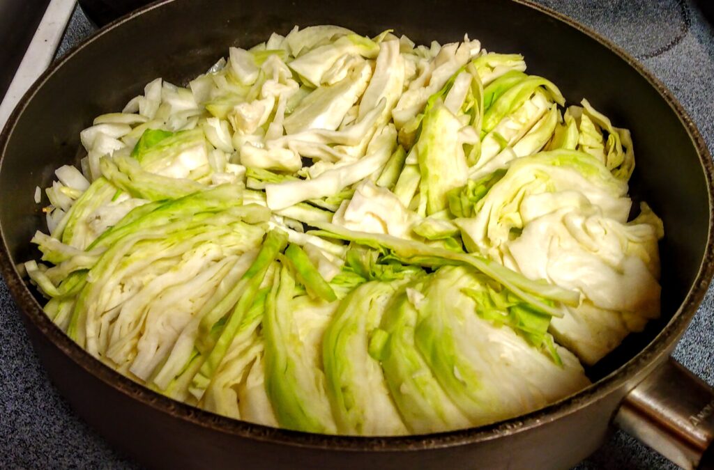 cabbage in frying pan