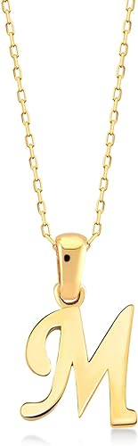 14 kt gold initial necklace for women