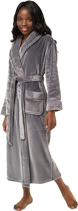 soft plush fleece bathrobe for women