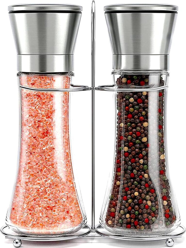 set of stainless steel salt and pepper grinder set