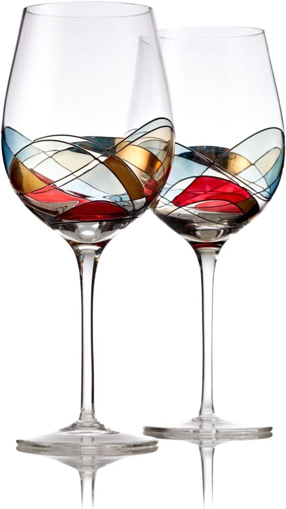 hand painted and hand blown decorative wine glasses