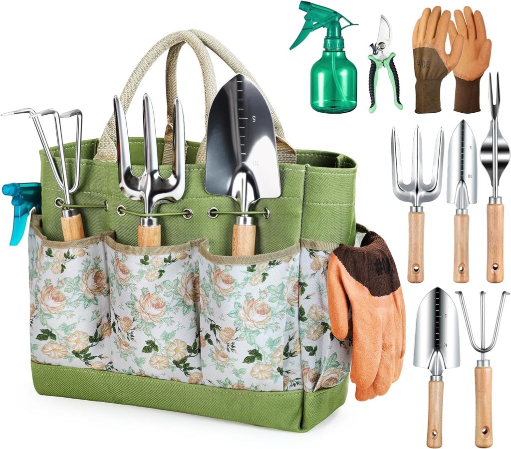 9 pc garden tool set w/ tote bag