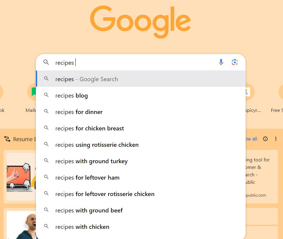 google search screenshot