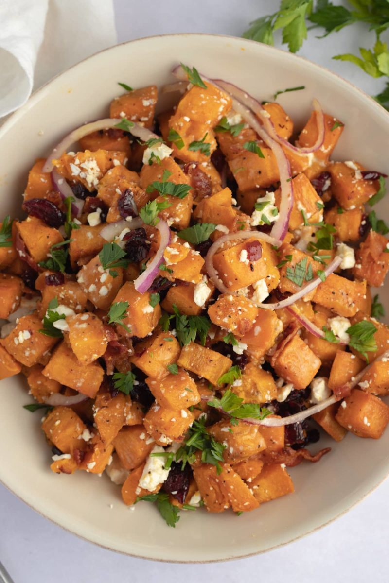 sweet potato and feta side salad