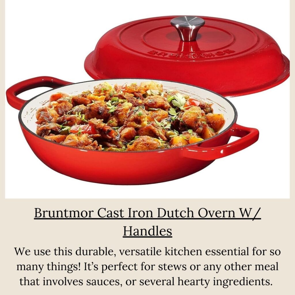 Cast iron dutch oven casserole dish