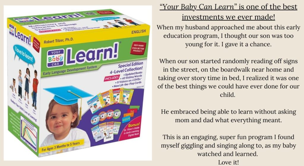 Your Baby Can Learn reading educational activity program for babies, toddlers, & preschool children