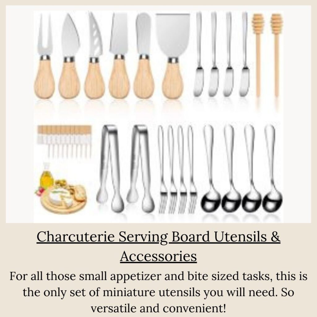 charcuterie serving board utensils and accessories