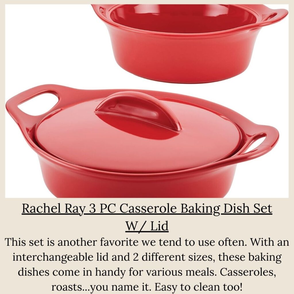 Rachel Ray casserole baking dish set with lid