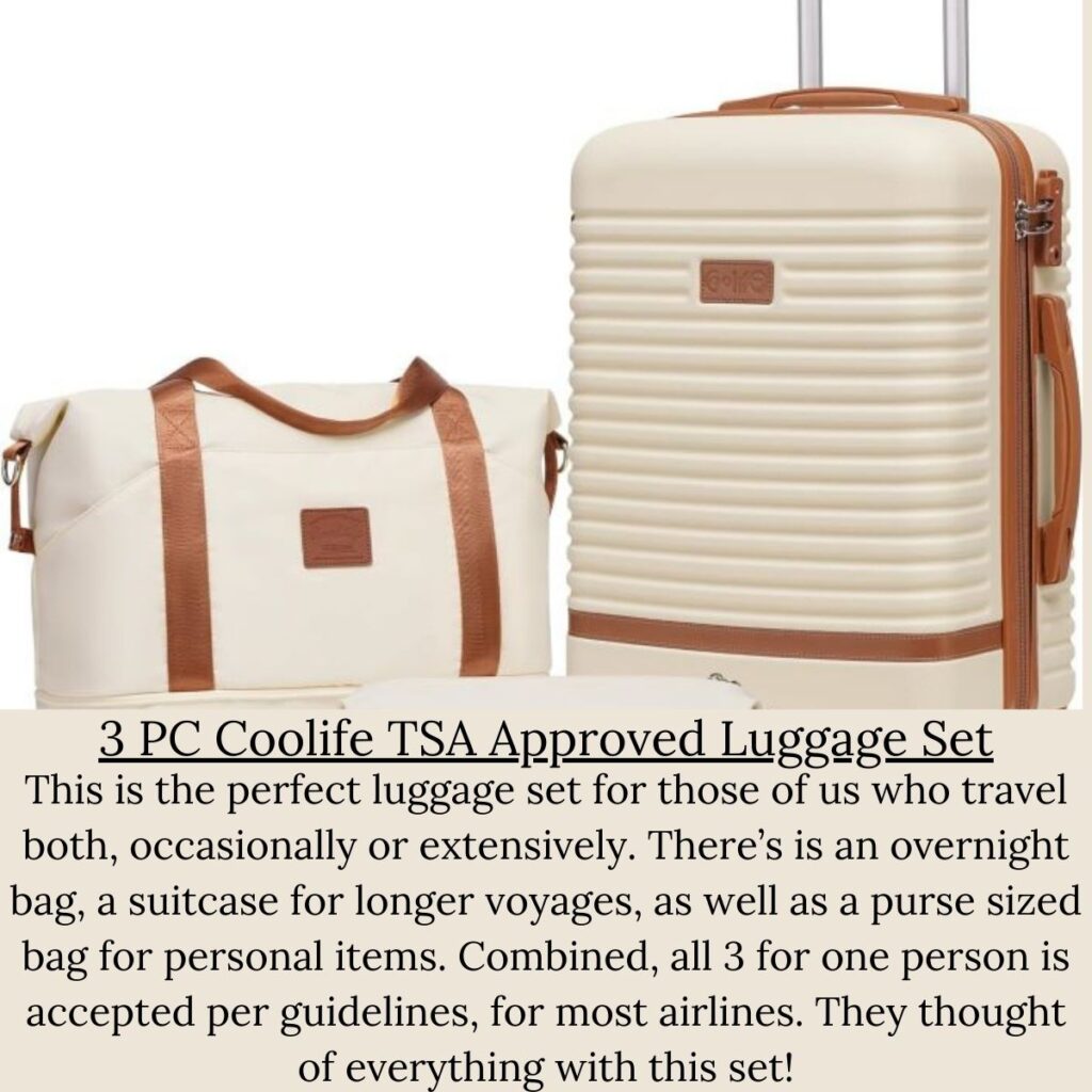 3 pc Coolife TSA approved travel luggage & bag set