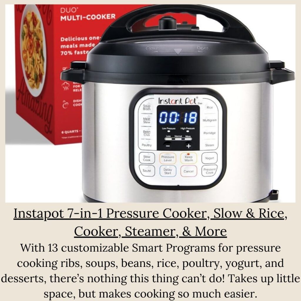 Instapot pressure cooker, rice steamer and slow cooker