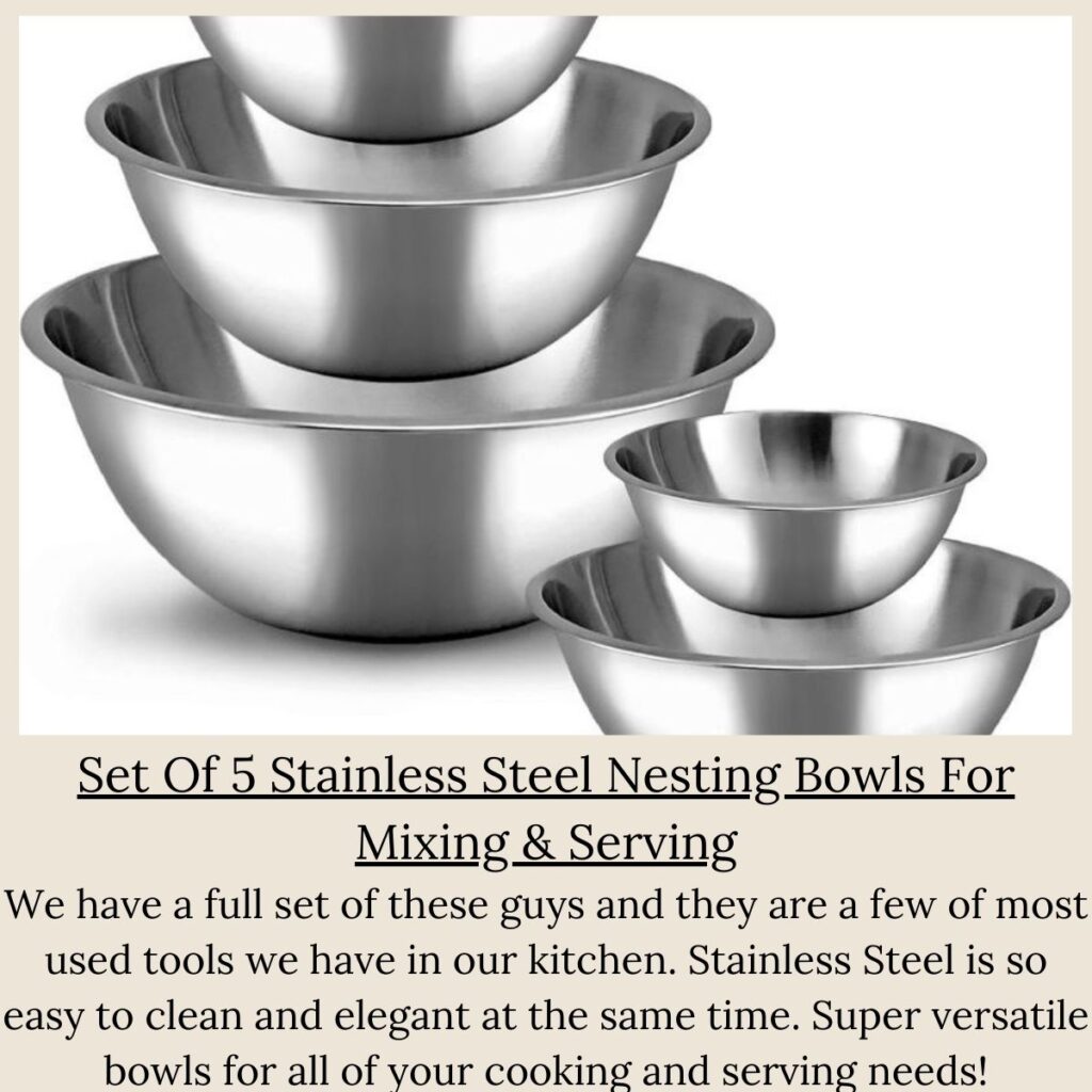 stainless steel mixing and serving bowls