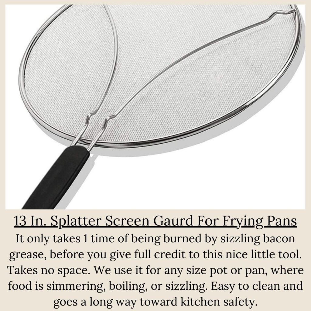 splatter screen gaurd for frying pan