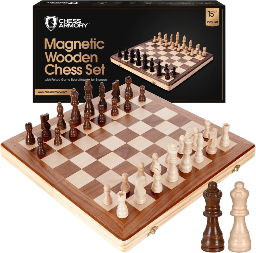 magnetic wood travel chess set