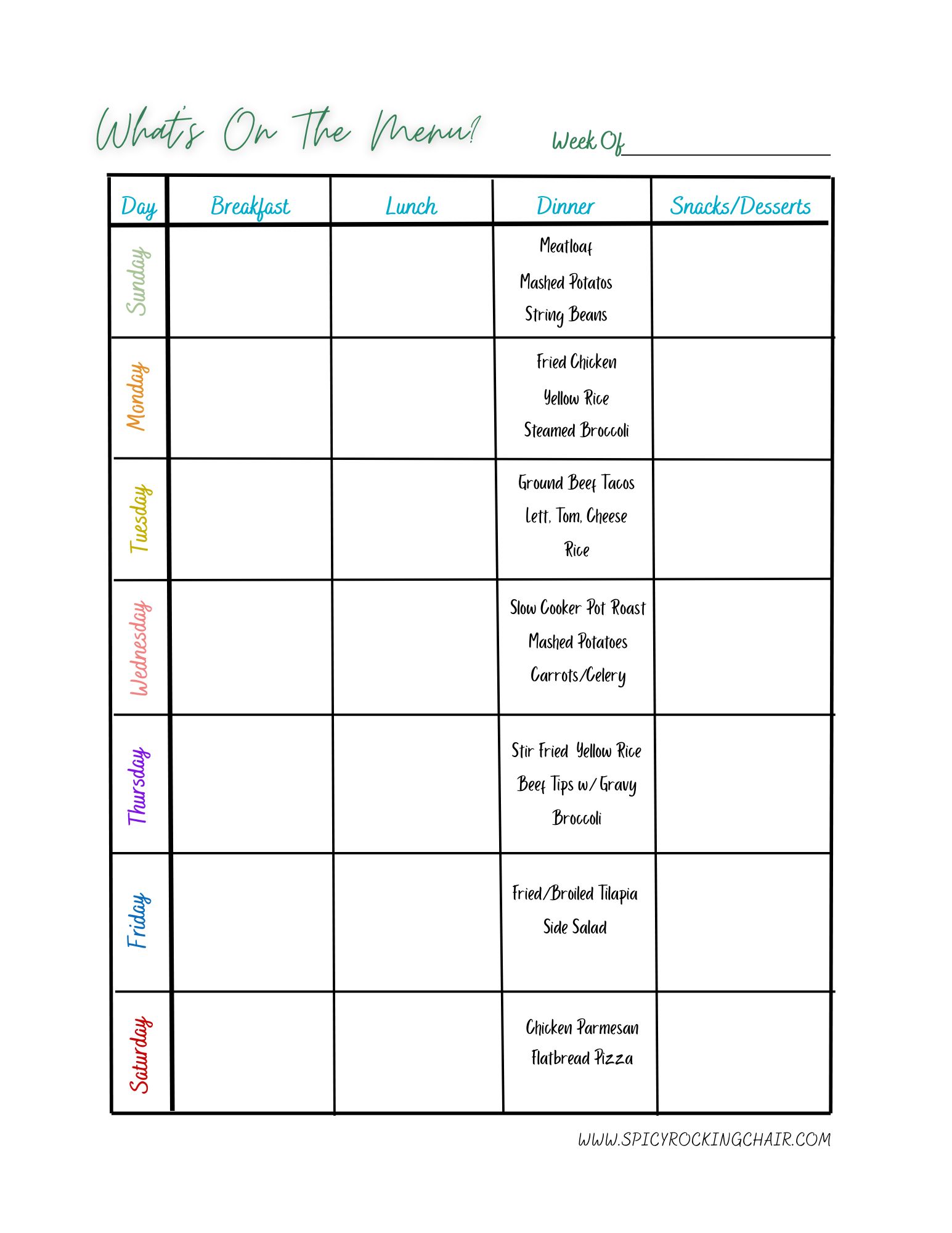 meal planner template