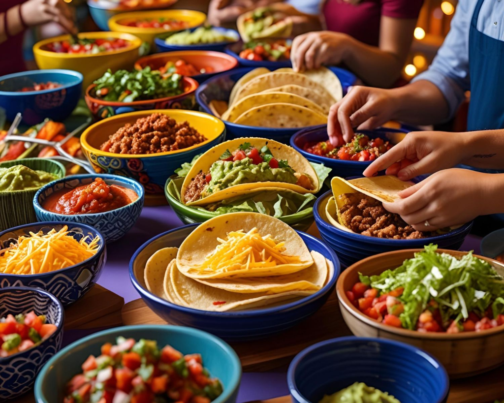 DIY taco bar for dinner party theme